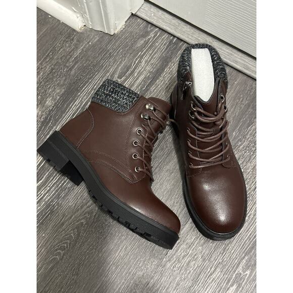 AquaDiva Britt Leather Lace Up Boot Brown size 6.5-7 US - Picture 1 of 9